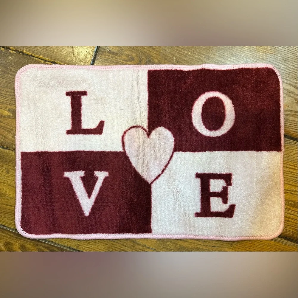 “LOVE” Pink & Red Bath Mat 25” X 16”